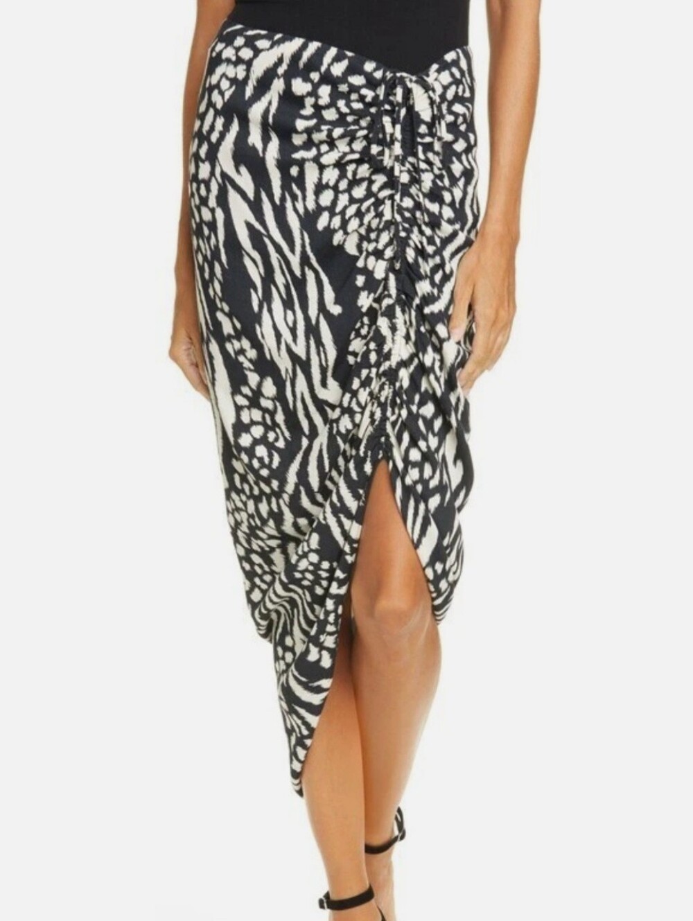 Veronica Beard Ari Skirt Black Ikat Print 4